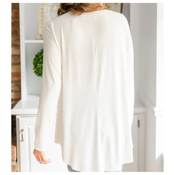 16 It's That Simple Solid V Neck Long Sleeve Tee in Light Taupe - Picture 4 of 5